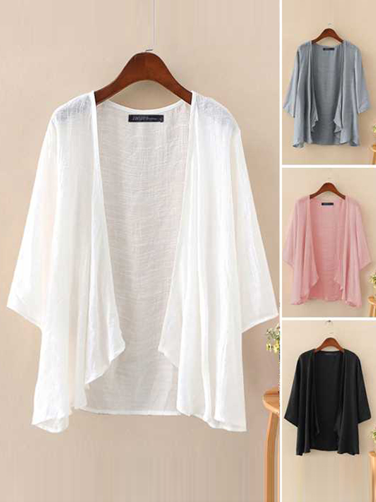 Kimono Cardigan Women - ZANZEA-Tops de túnica fina feminina, cardigans