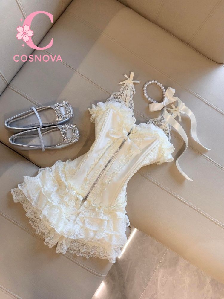 Corset Top Boned - Conjunto de Top de Renda Cute