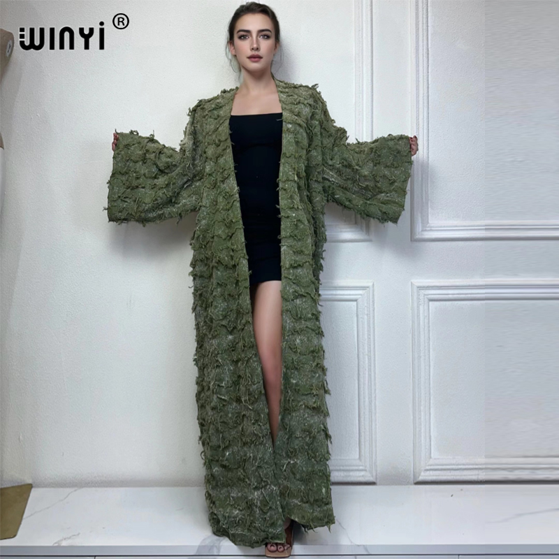 Kimono Cardigan Women - WINYI-Cardigã de algodão tingido com gravata