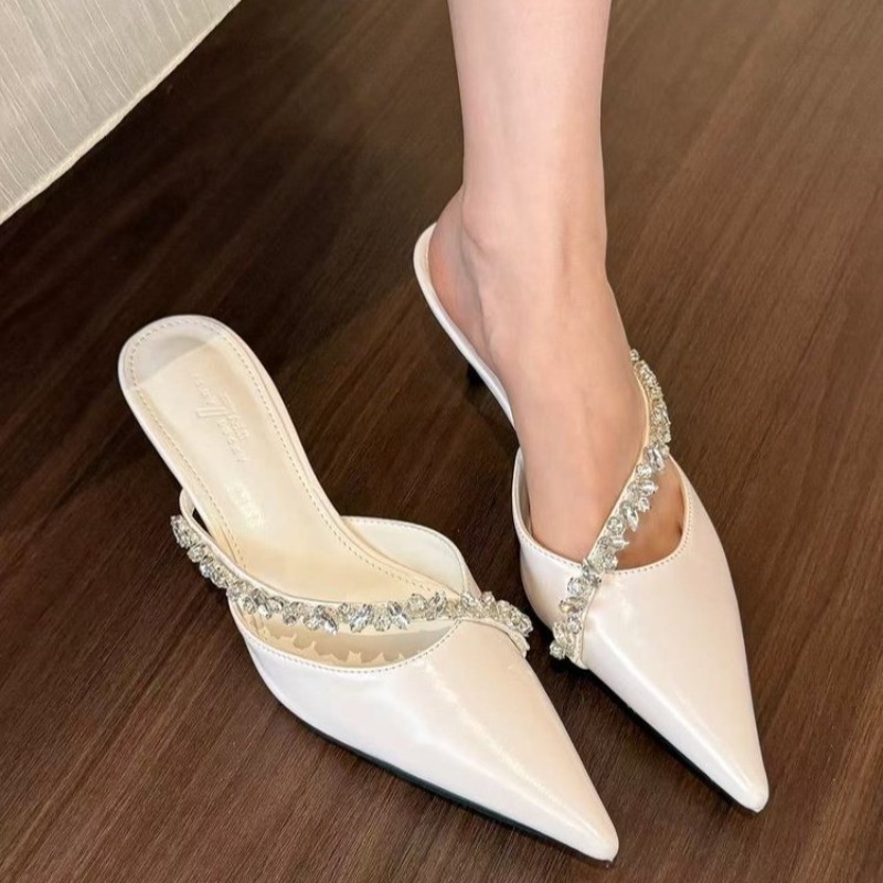 Women'S Fashion Jewellery - Chinelos plataforma stiletto prateados sensuais -