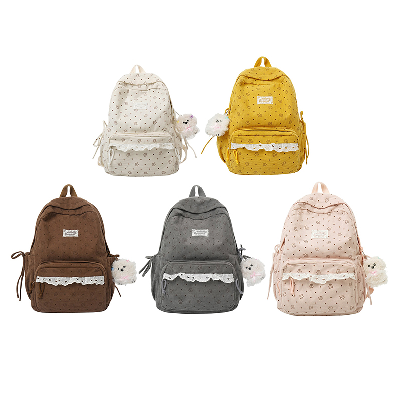 Women'S Fashion Backpack - Mochila Kawaii com Estampa de Bolinhas