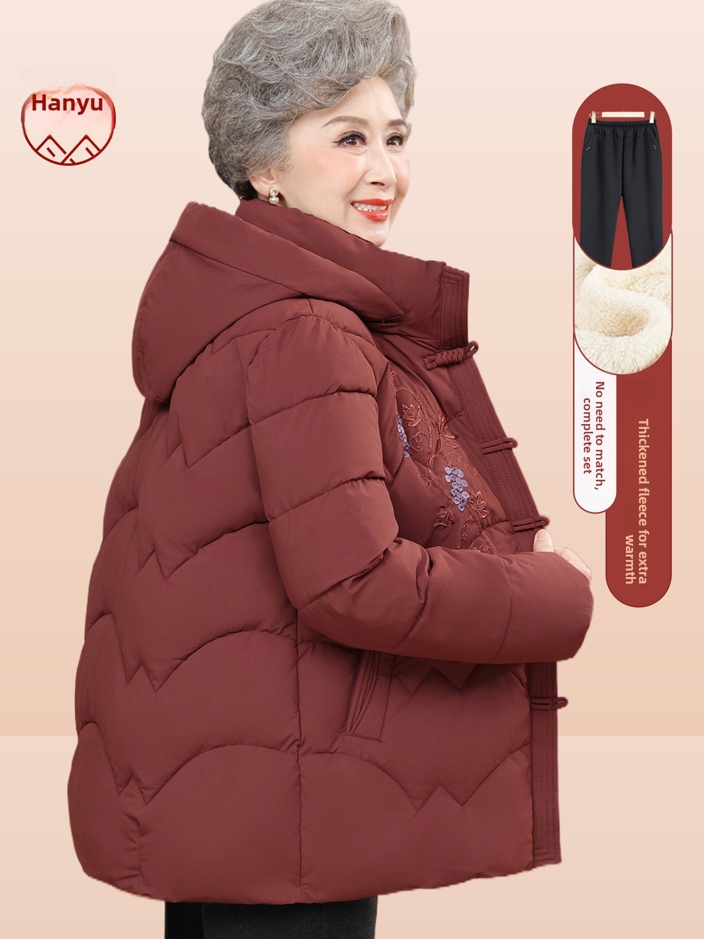 Women Fashion Over 60 - Jaqueta de Algodão Forrada com Lã