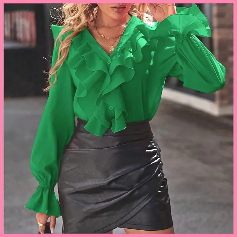 Women'S Fashion Tops - Blusa Elegante Feminina 2025 com Decote