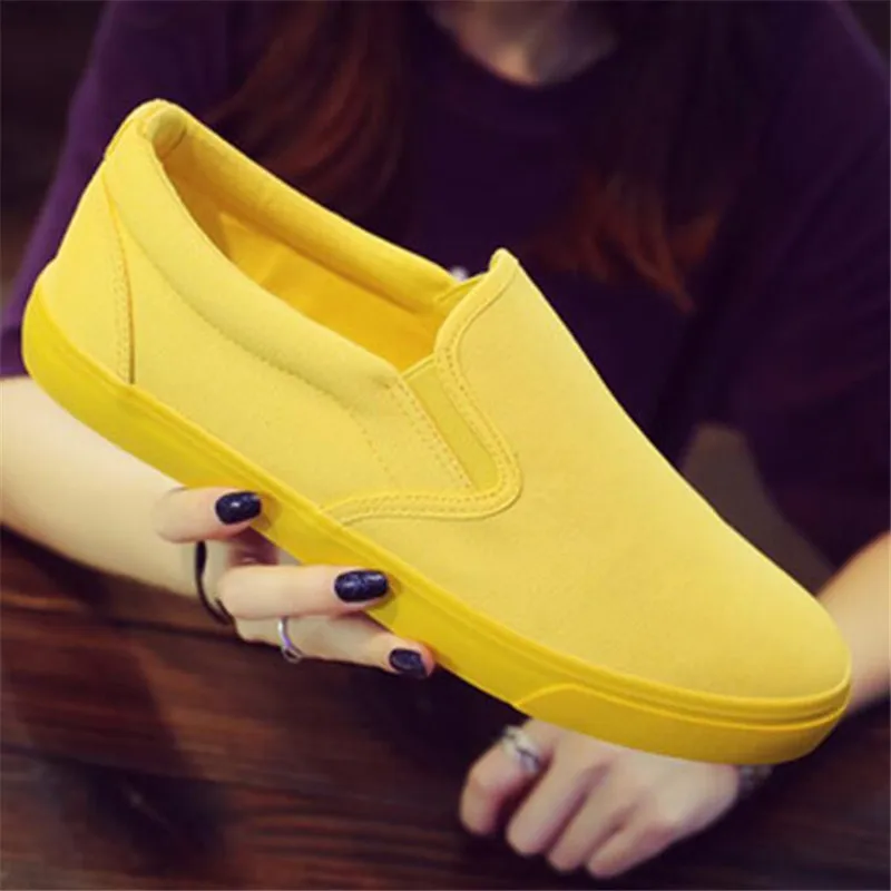 Women'S Yellow Fashion Sneakers - Homens e mulheres respirável lona sapatos
