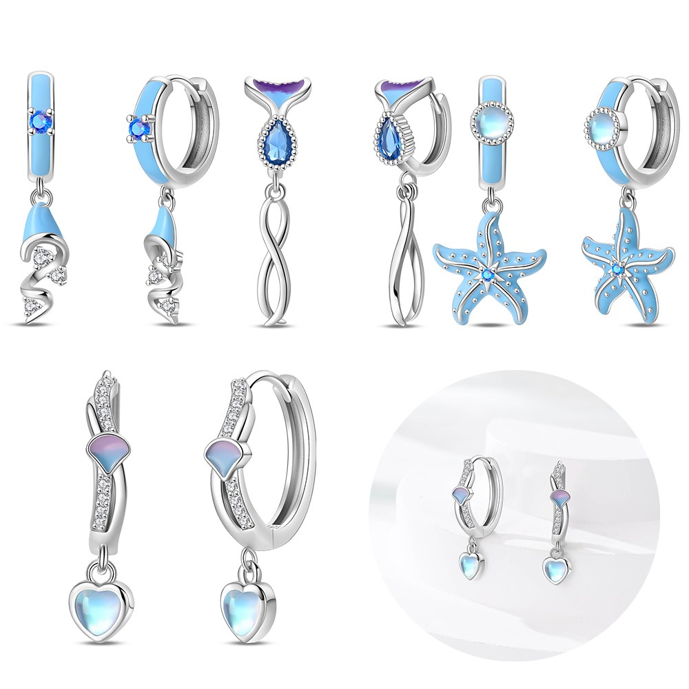 Women'S Fashion Website - Brincos de estrela do mar azul,