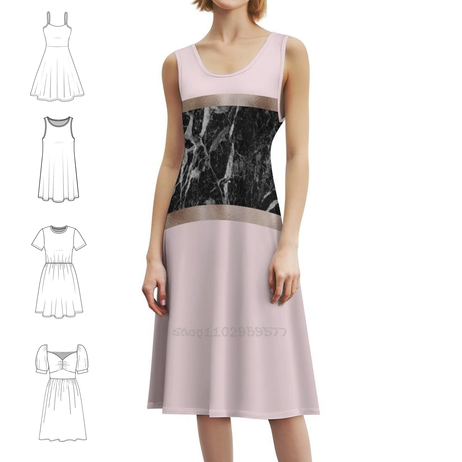 Morangos e creme-mármore preto - Women Fashion Gown avaliação e preço