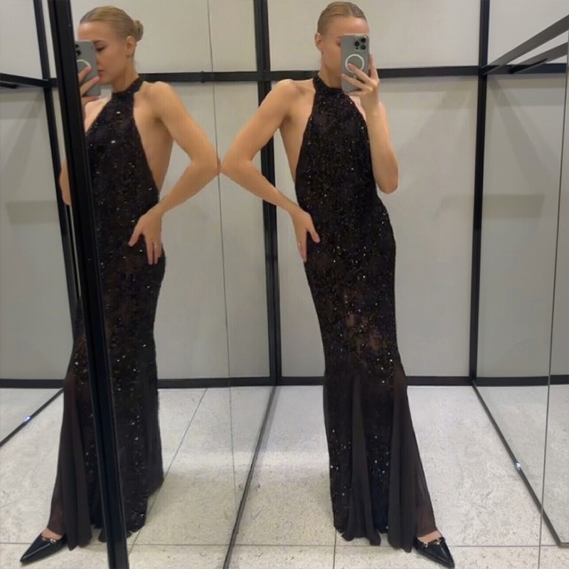Vestido Longo Elegante com Lan - Women Fashion Gown avaliação e preço