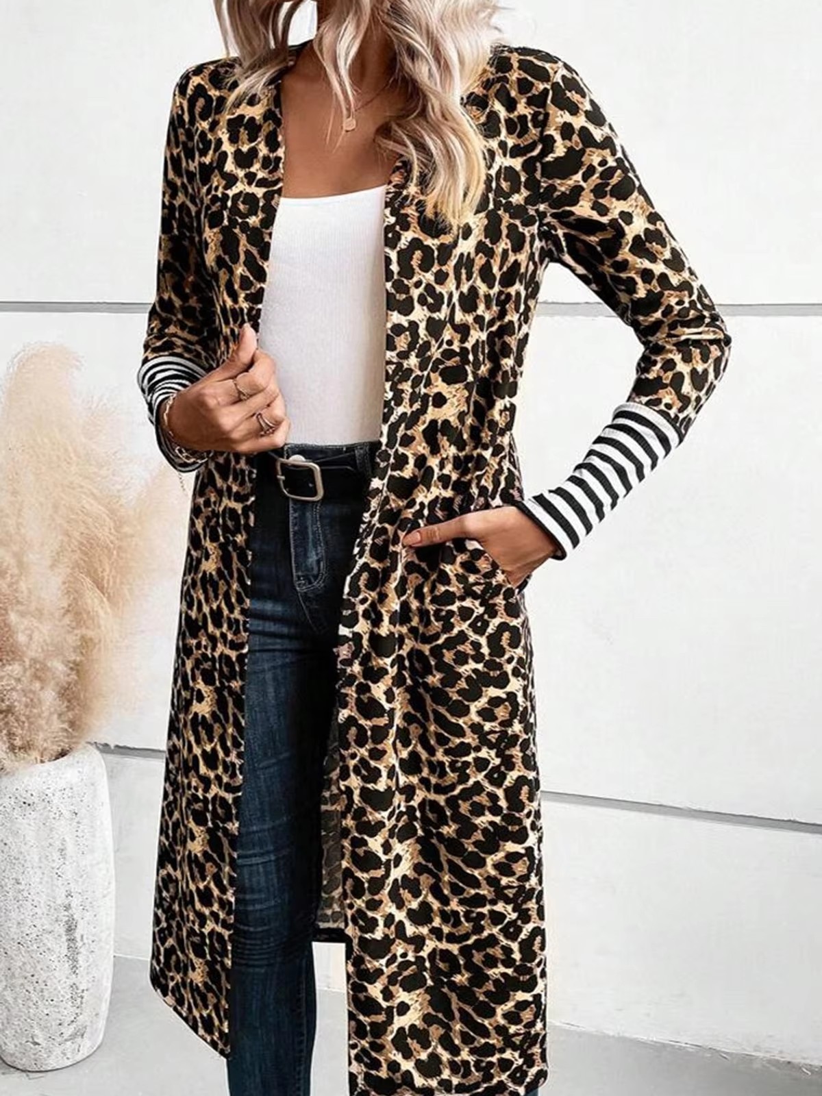 Cardigã Longo com Estampa de L - Kimono Cardigan Women avaliação e preço