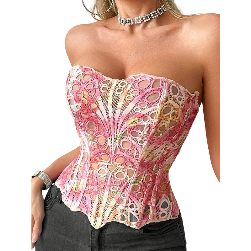 Corselete Sexy de Renda Transp - Corset Top Boned avaliação e preço