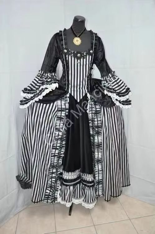 Vestido listrado preto e branc - Women Fashion Gown avaliação e preço