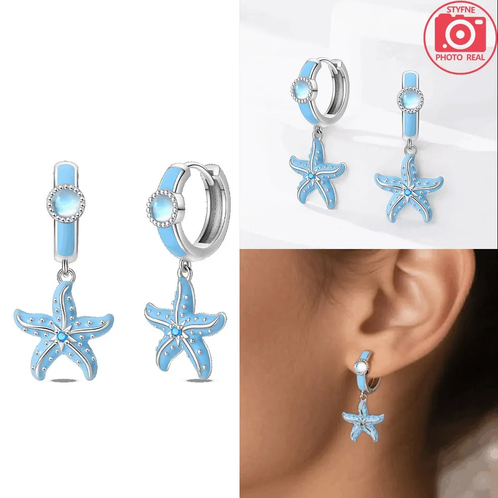 Brincos de estrela do mar azul - Women'S Fashion Website avaliação e preço