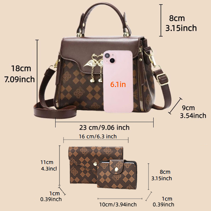 Conjunto de 3 peças de bolsas  - Crossbody Bag Women avaliação e preço