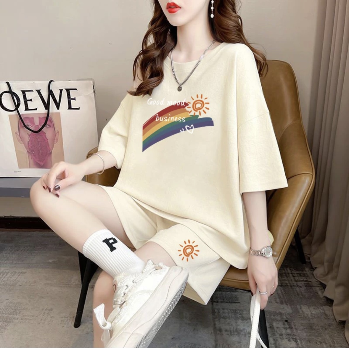 Conjunto de shorts de verão fe - Women'S Fashion Tops avaliação e preço