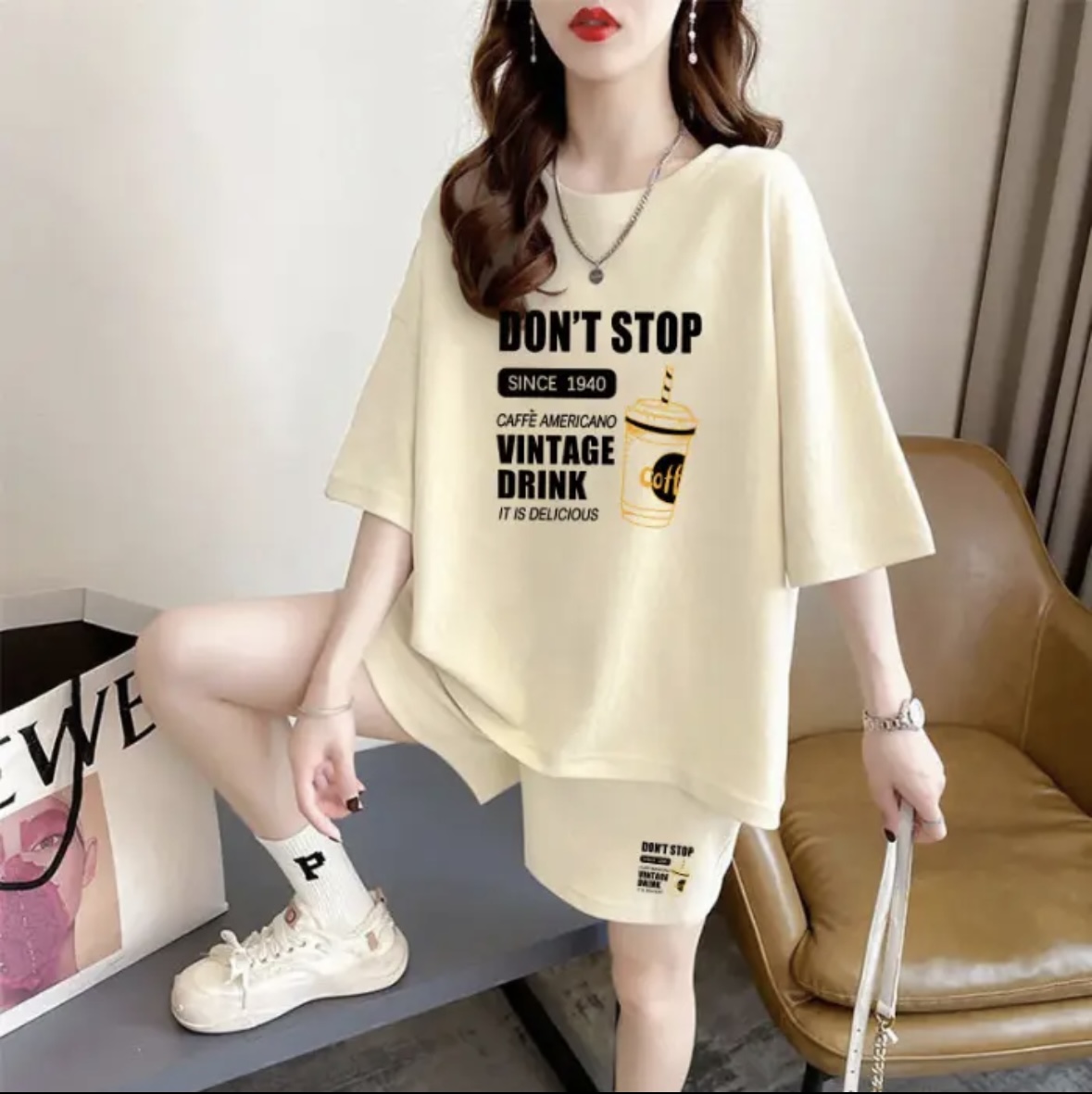 Conjunto de shorts de verão fe - Women'S Fashion Tops avaliação e preço